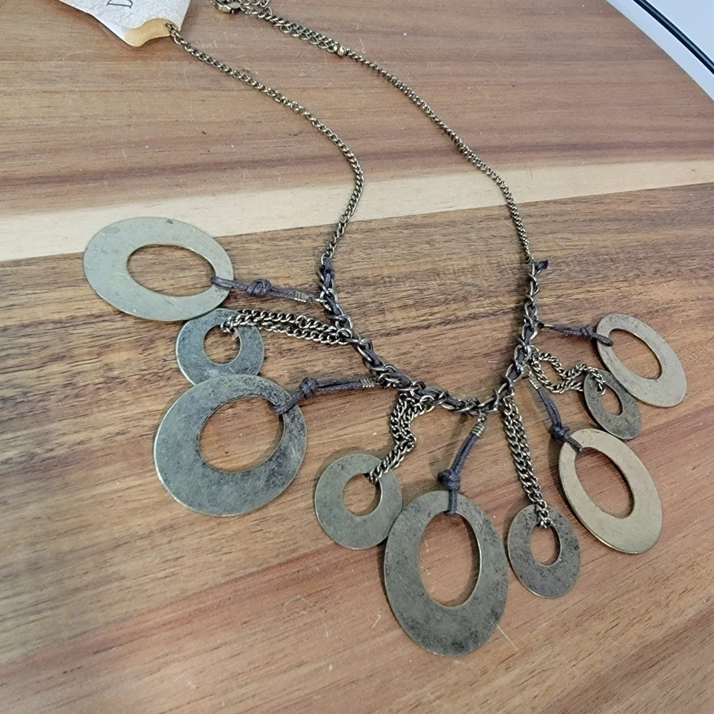 NEW Decree Boho Necklace Metal Loops and chain statement Bib Necklace
